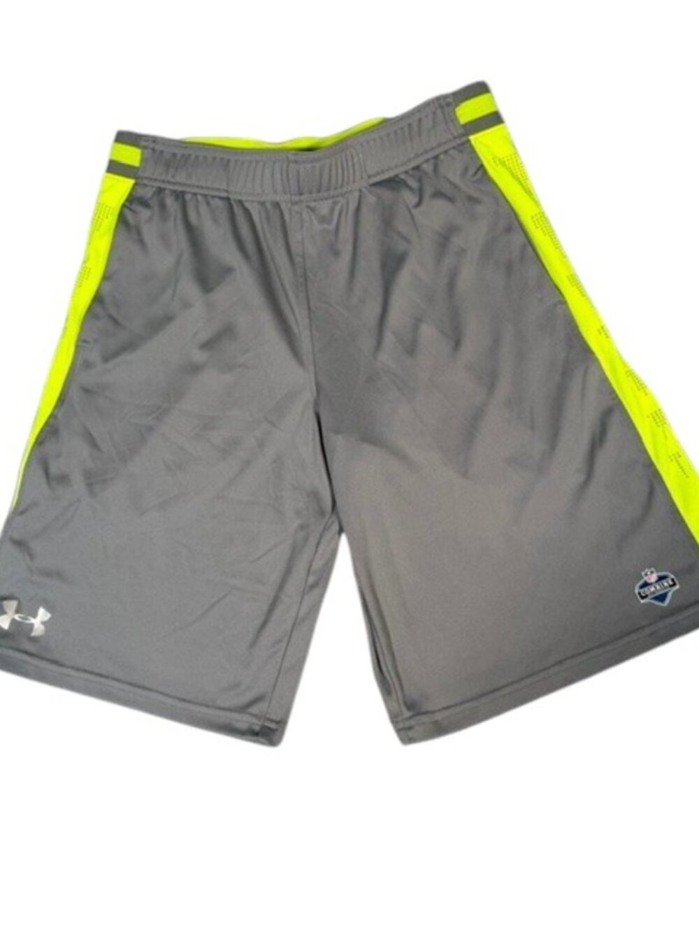 Under Armour NFL Combine Youth Large Gray Neon Athletic Shorts Loose Fit